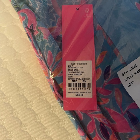 NWT Lilly Pulitzer Frey Long sleeved maxi multi seaweed Samba engineer dress S/M - Picture 13 of 14